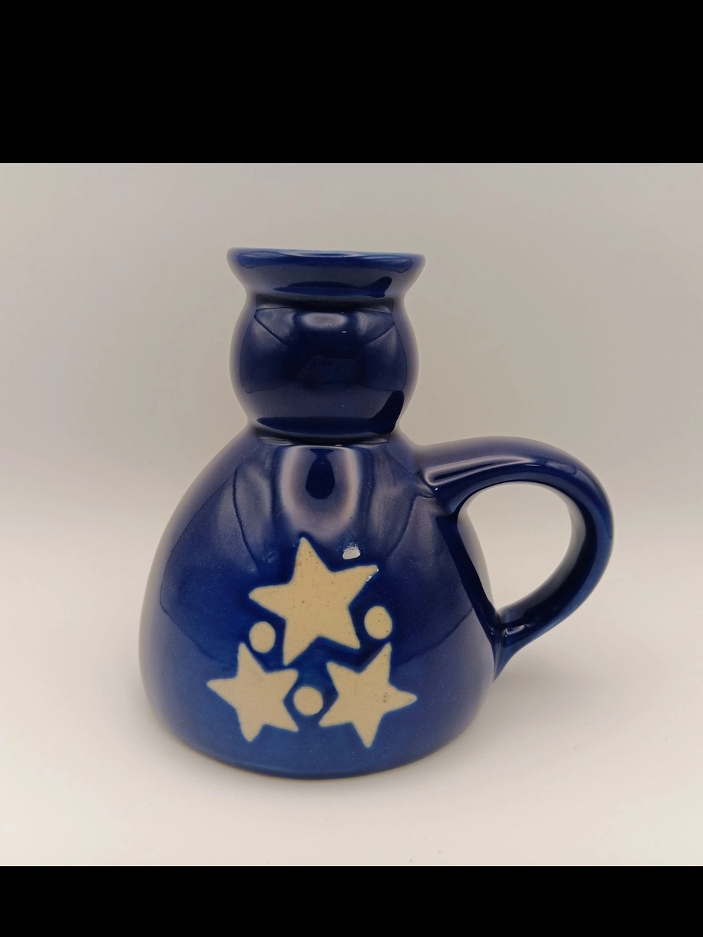 Cobalt Blue Sandstone Candle Holder with Stars - Picture 2 of 14
